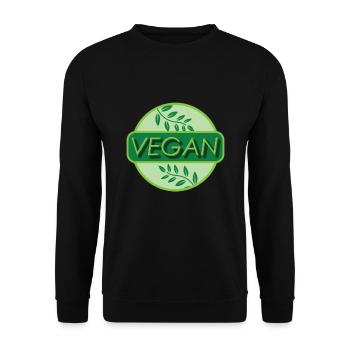Vegan Logo Vegan Vegetarian Nature - Unisex Sweatshirt - black - Front - Alina (178cm) & Michal (187cm)