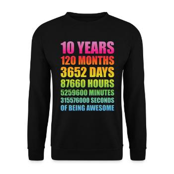 10 ans d’anniversaire Cadeau Drôle - Sweat-shirt Unisexe - noir - Devant - Alina (178cm) & Michal (187cm)