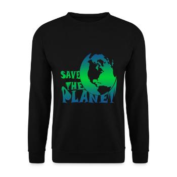 Save the planet Klimaschutz - Unisex Pullover - Schwarz - Vorne - Alina (178cm) & Michal (187cm)