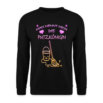 Königin Putzkönigin - Unisex Pullover - Schwarz - Vorne - Alina (178cm) & Michal (187cm)