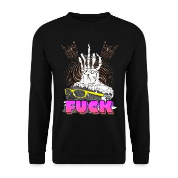Skull with middle fin and fuck - Unisex Sweatshirt - black - Front - Alina (178cm) & Michal (187cm)