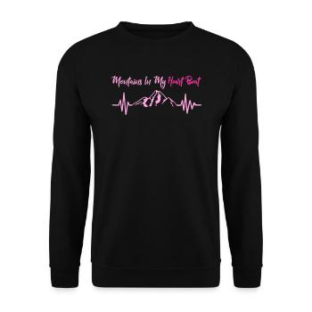 Mountains in my heartbeat pink - Unisex Sweatshirt - black - Front - Alina (178cm) & Michal (187cm)