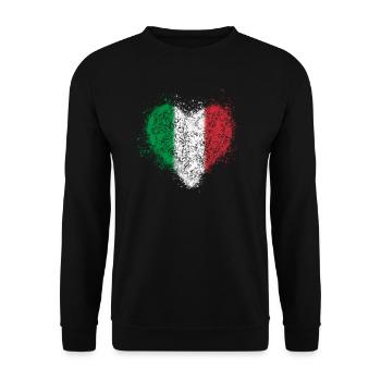 Heart Italian flag vintage - Unisex Sweatshirt - black - Front - Alina (178cm) & Michal (187cm)