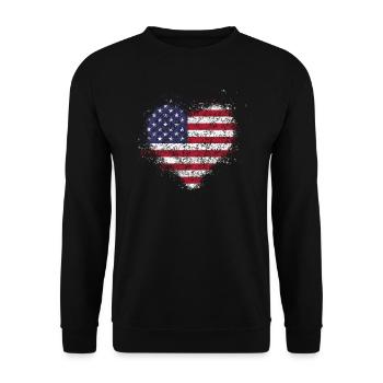 Heart USA Flag Vintage - Unisex Sweatshirt - black - Front - Alina (178cm) & Michal (187cm)