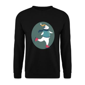 Eisbär Schlittschuhlaufen Weihnachten - Unisex Pullover - Schwarz - Vorne - Alina (178cm) & Michal (187cm)