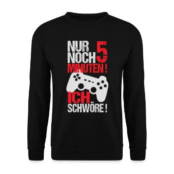Nur noch 5 Minuten! Sytlisches Gaming Shirt - Unisex Pullover - Schwarz - Vorne - Alina (178cm) & Michal (187cm)