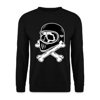 Motorcycle retro biker skull - Unisex Sweatshirt - black - Front - Alina (178cm) & Michal (187cm)