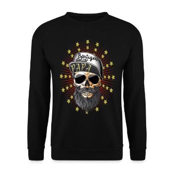 Papa stolz Bart Bärtiger Papa - Unisex Pullover - Schwarz - Vorne - Alina (178cm) & Michal (187cm)