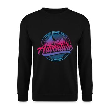 Dream Explore Discover Adventure Is Out There bp - Unisex Sweatshirt - black - Front - Alina (178cm) & Michal (187cm)