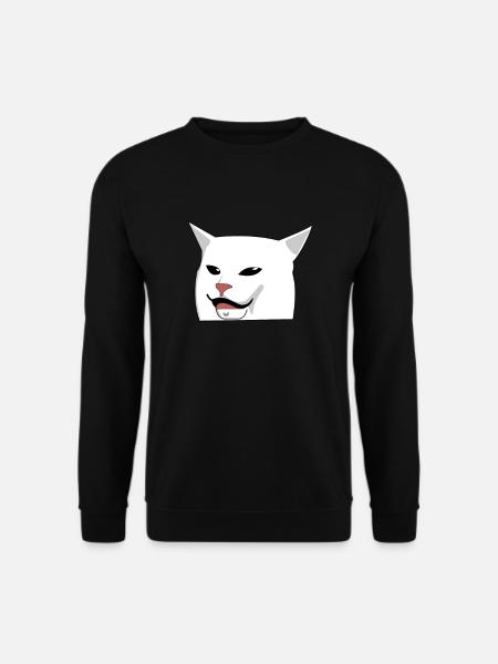 Katze Meme am Tisch - Unisex Pullover - Schwarz