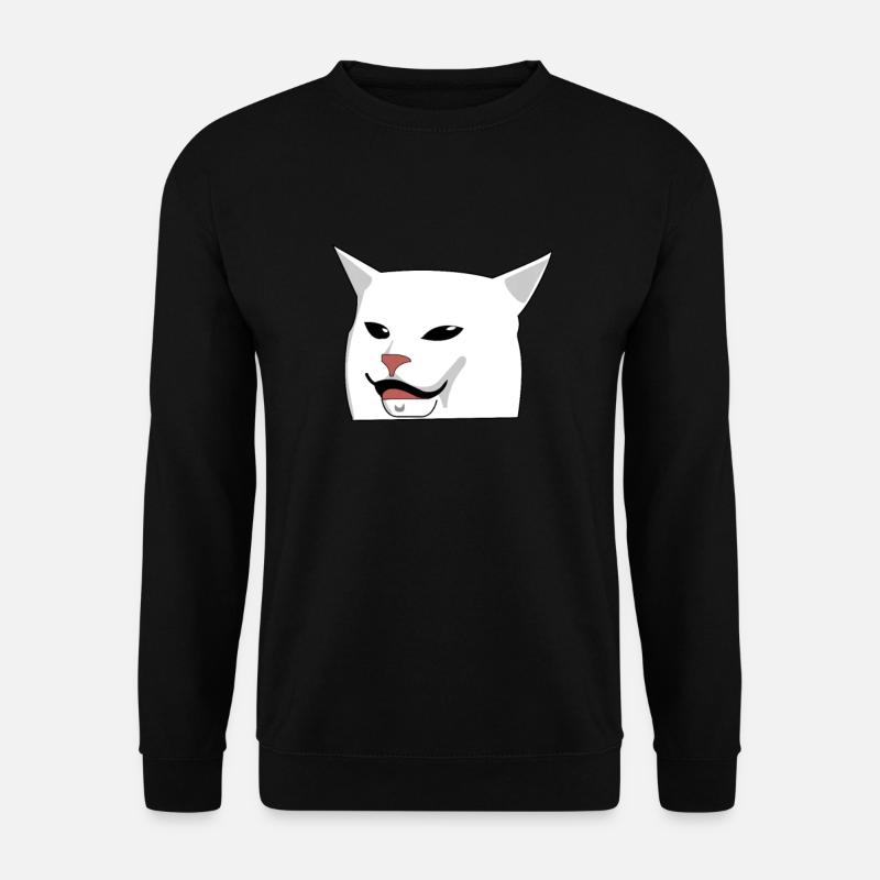 Katze Meme am Tisch - Unisex Pullover - Schwarz
