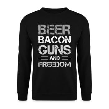 Beer Bacon Guns And Freedom wh - Unisex Sweatshirt - black - Front - Alina (178cm) & Michal (187cm)