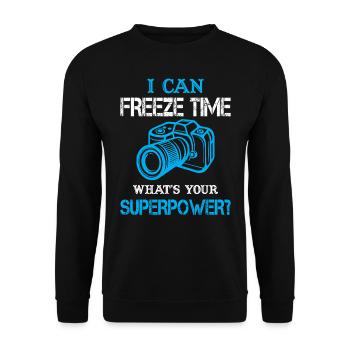 J’ai le temps libre de votre super pouvoir ? - Sweat-shirt Unisexe - noir - Devant - Alina (178cm) & Michal (187cm)