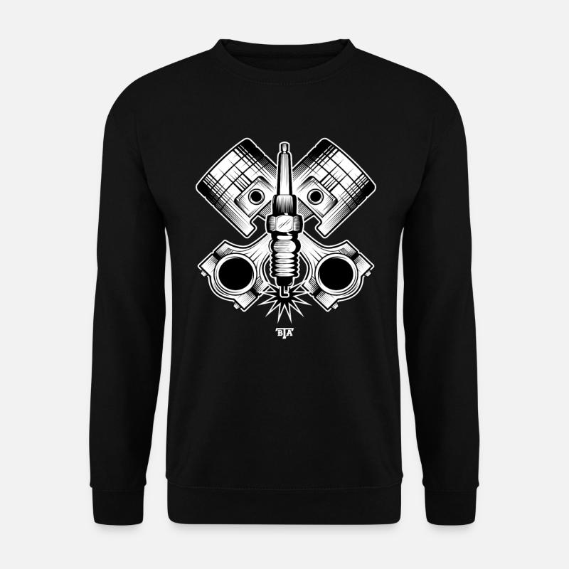 kolben zylinder Zündkerze Motorrad - Unisex Pullover - Schwarz