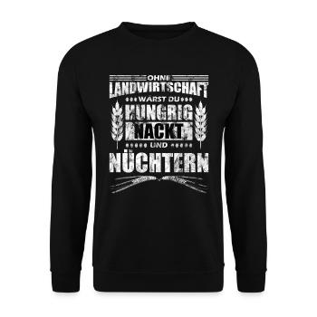 Landwirtschaft Spruch Lustig Bauer Bier Geschenk - Unisex Pullover - Schwarz - Vorne - Alina (178cm) & Michal (187cm)