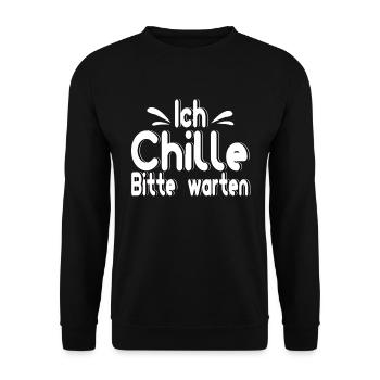 Ich Chille bitte warten - Unisex Pullover - Schwarz - Vorne - Alina (178cm) & Michal (187cm)