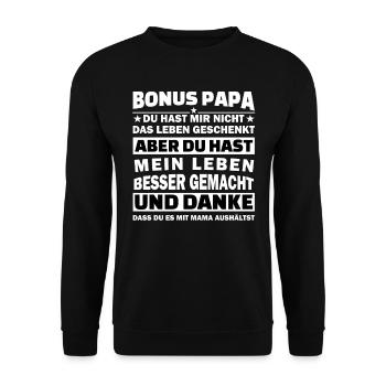 Stepfather step dad gift saying - Unisex Sweatshirt - black - Front - Alina (178cm) & Michal (187cm)