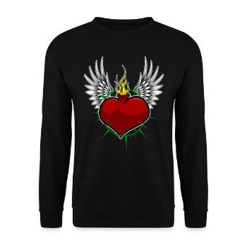 Heart with thorns and wings - Unisex Sweatshirt - black - Front - Alina (178cm) & Michal (187cm)