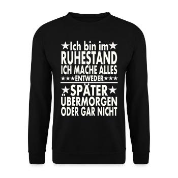 Ruhestand - Unisex Pullover - Schwarz - Vorne - Alina (178cm) & Michal (187cm)
