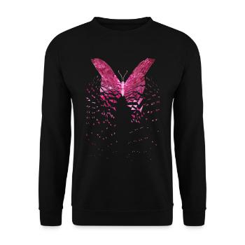 Schmetterling rosa Flügel - Unisex Pullover - Schwarz - Vorne - Alina (178cm) & Michal (187cm)