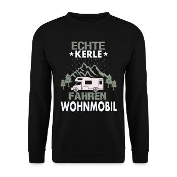 echte Kerle fahren Wohnmobil - Unisex Pullover - Schwarz - Vorne - Alina (178cm) & Michal (187cm)