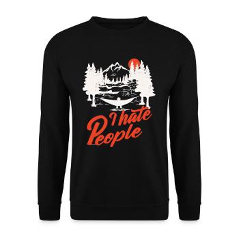 I hate People - Unisex Sweatshirt - black - Front - Alina (178cm) & Michal (187cm)