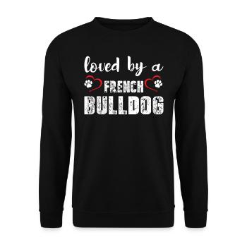 Loved By A French Bulldog - Unisex Sweatshirt - black - Front - Alina (178cm) & Michal (187cm)