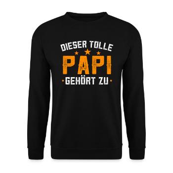 Dieser Tolle Papi Gehört zu - Unisex Pullover - Schwarz - Vorne - Alina (178cm) & Michal (187cm)