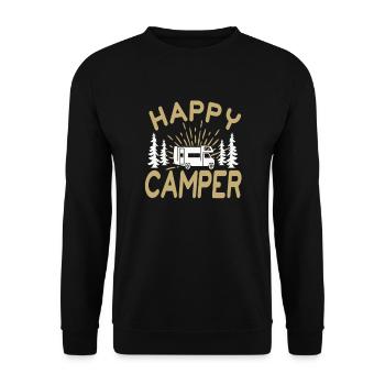 happy camper - Sweat-shirt Unisexe - noir - Devant - Alina (178cm) & Michal (187cm)