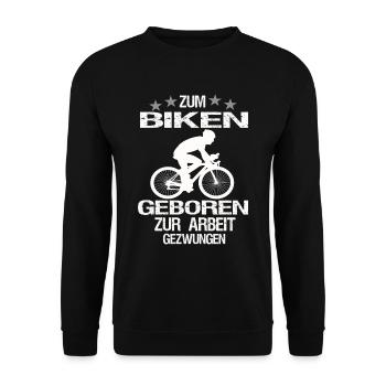 zum Arbeiten geboren zurArbeit gezwungen - Unisex Pullover - Schwarz - Vorne - Alina (178cm) & Michal (187cm)