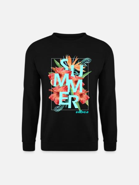 "SUMMER VIBES" design - hibiscus - Unisex Sweatshirt - black
