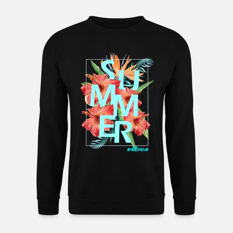"SUMMER VIBES" design - hibiscus - Unisex Sweatshirt - black