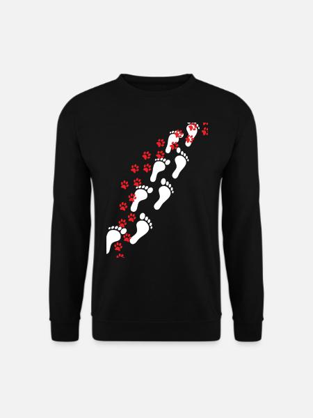 Fußspuren | Hundeliebhaber Hund Gassi gehen - Unisex Pullover - Schwarz
