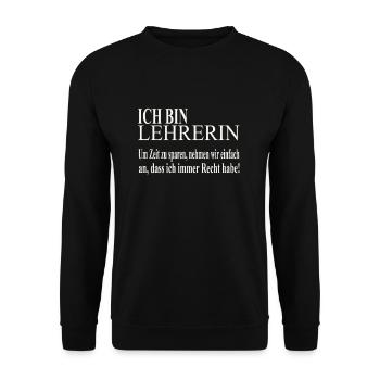 Ich bin Lehrerin - Unisex Pullover - Schwarz - Vorne - Alina (178cm) & Michal (187cm)