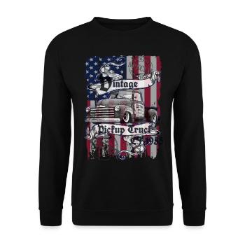 Original Vintage Pickup American Blue Frame 60 - Unisex Sweatshirt - black - Front - Alina (178cm) & Michal (187cm)