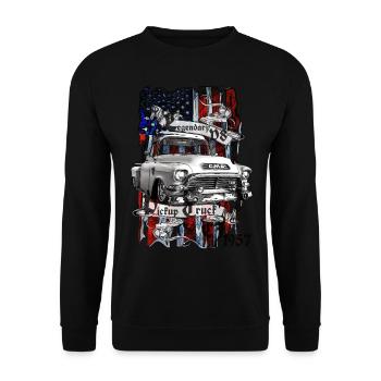 Camionnette légendaire V8 CJ 1957 - Sweat-shirt Unisexe - noir - Devant - Alina (178cm) & Michal (187cm)