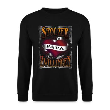 Stolzer Papa von Zwillingen - Unisex Pullover - Schwarz - Vorne - Alina (178cm) & Michal (187cm)
