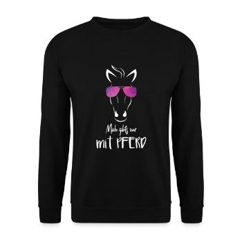 Mich gibts nur mit Pferd - Unisex Pullover - Schwarz - Vorne - Alina (178cm) & Michal (187cm)