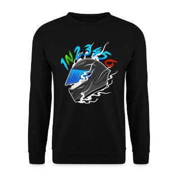Motorrad Fahrer Helm 1N23456 - Unisex Pullover - Schwarz - Vorne - Alina (178cm) & Michal (187cm)