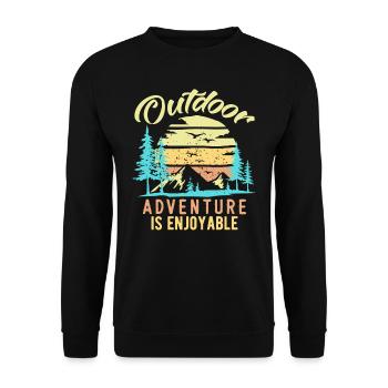 Outdoor Adventure Is Enjoyable Vintage - Unisex Sweatshirt - black - Front - Alina (178cm) & Michal (187cm)