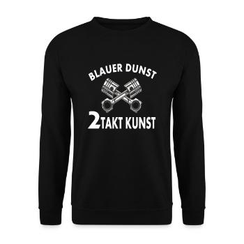 Blauer Dunst 2 Takt Kunst - Unisex Pullover - Schwarz - Vorne - Alina (178cm) & Michal (187cm)