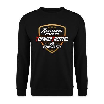 Turniertrottel Turnierreiter Reitturnier Pferd QH - Unisex Pullover - Schwarz - Vorne - Alina (178cm) & Michal (187cm)