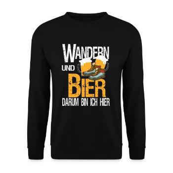 Wandern und Bier darum bin ich hier - Unisex Pullover - Schwarz - Vorne - Alina (178cm) & Michal (187cm)