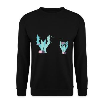 Muscheln und Korallen - Unisex Pullover - Schwarz - Vorne - Alina (178cm) & Michal (187cm)