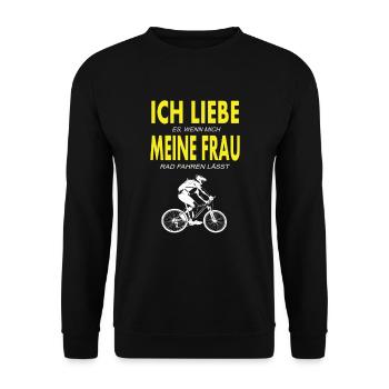 Ich Liebe meine Frau wenn sie mich... - Unisex Pullover - Schwarz - Vorne - Alina (178cm) & Michal (187cm)