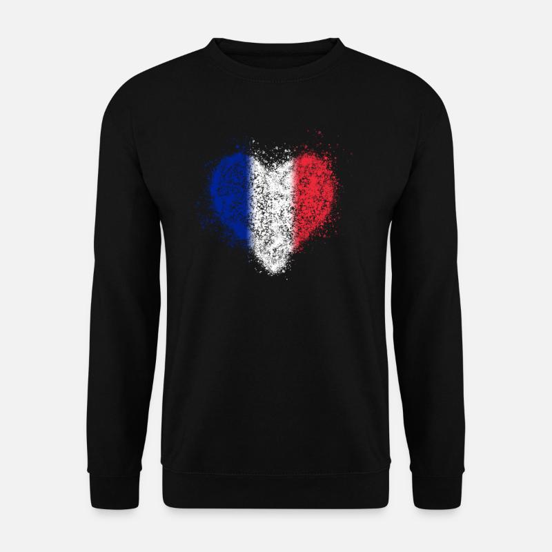 Herz Frankreich Flagge Vintage - Unisex Pullover - Schwarz