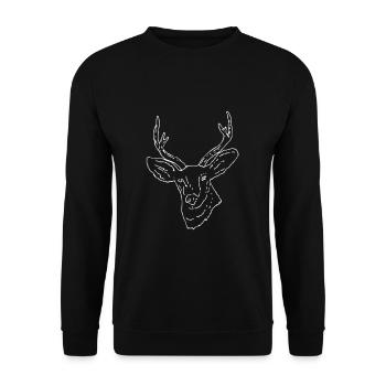 Hirsch Kopf | Bestseller | - Unisex Pullover - Schwarz - Vorne - Alina (178cm) & Michal (187cm)