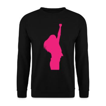 Femme fille victoire pose - Sweat-shirt Unisexe - noir - Devant - Alina (178cm) & Michal (187cm)