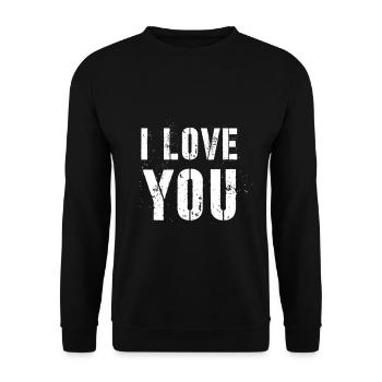I LOVE YOU t-shirt | Bestseller | - Unisex Sweatshirt - black - Front - Alina (178cm) & Michal (187cm)
