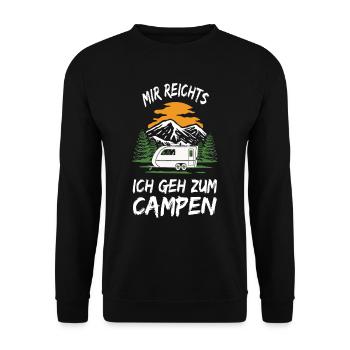 Camping auf dem Campingplatz - Unisex Pullover - Schwarz - Vorne - Alina (178cm) & Michal (187cm)
